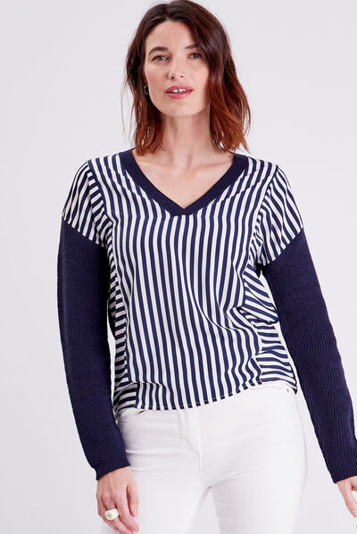Pull manches longues blanc femme