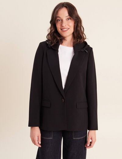 Blazer avec capuche amovible doubl&eacute; noir femme