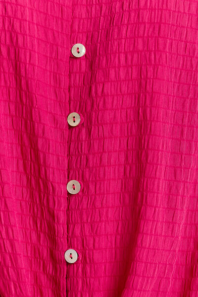 Blouse manches 3/4 rose fushia femme