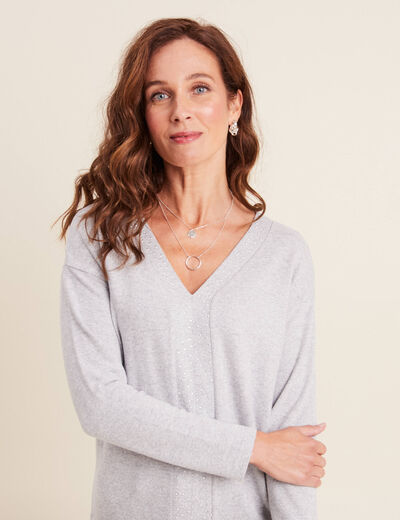 T-shirt manches longues gris clair femme