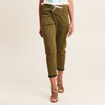 Pantalon coupe droite à coulisse vert olive femme