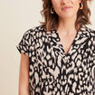 Chemise crêpe manches courtes noir femme