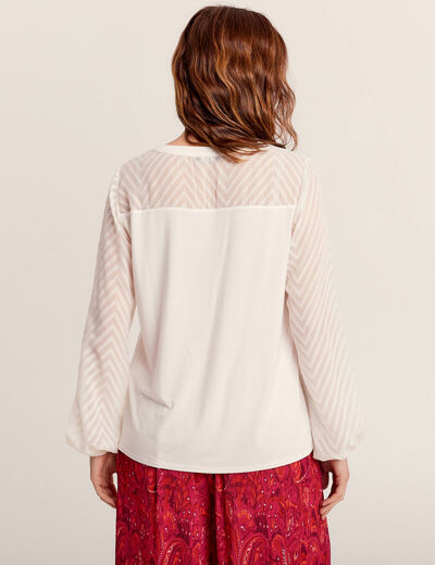 T-shirt manches longues ecru femme