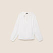 Blouse col v manches longues fluide ecru femme