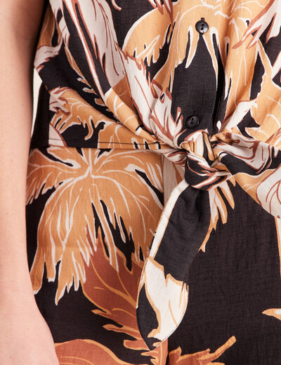 Chemise fluide manches courtes noir femme