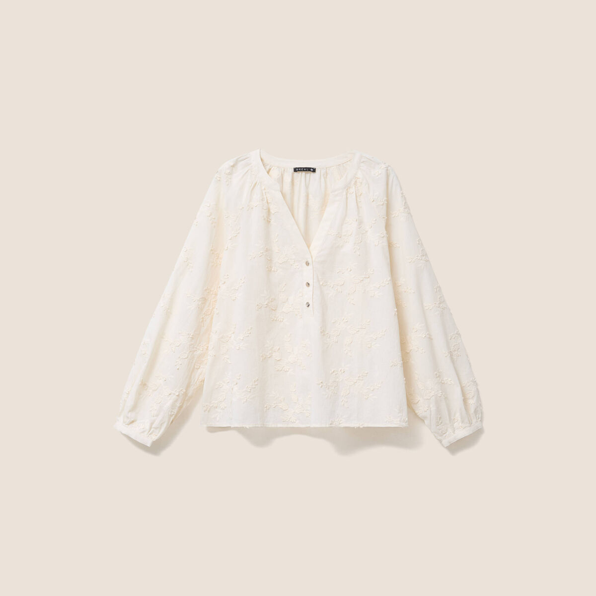 Blouse ample manches longues fluide ecru femme