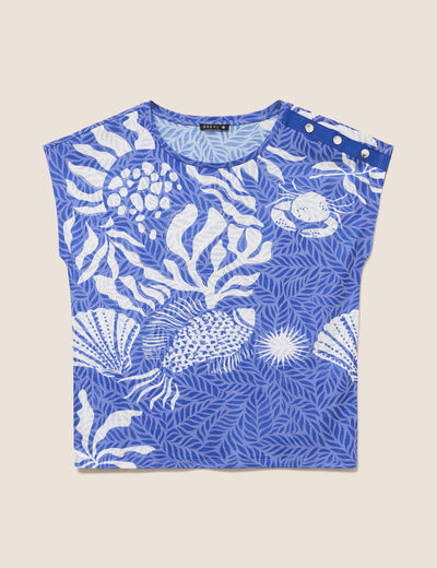 T-shirt manches courtes bleu fonc&eacute; femme