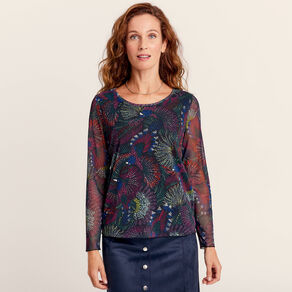 T-shirt manches longues multicolore femme