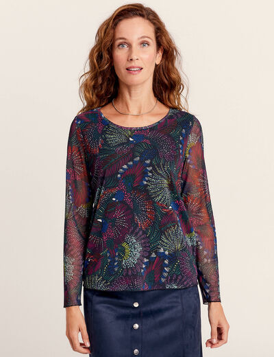 T-shirt manches longues multicolore femme