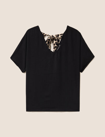 Blouse fluide manches 3/4 noir femme