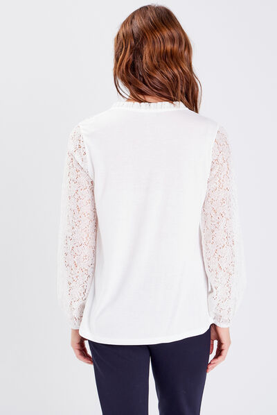 T-shirt manches longues ecru femme