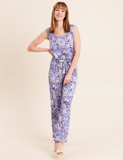 Combinaison pantalon droite bleu femme