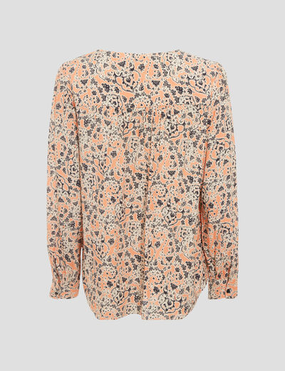 Blouse manches longues orange corail femme