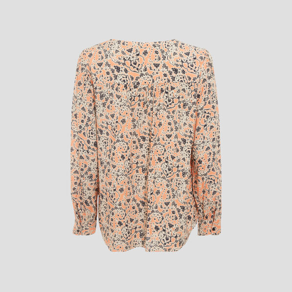 Blouse manches longues orange corail femme