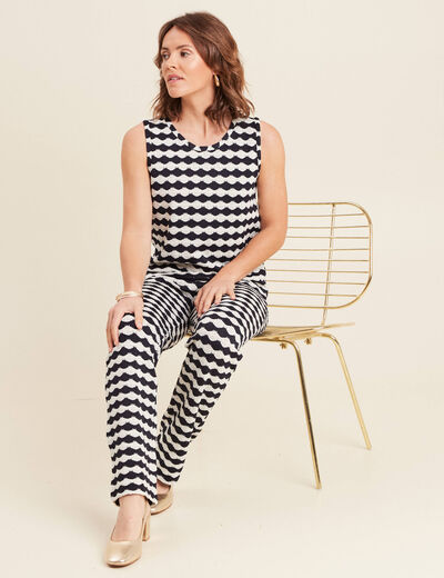 Débardeur cintré sans manches bleu marine femme