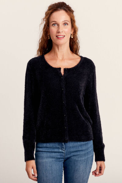 Gilet manches longues noir femme