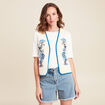 Gilet sans manches brodé tressé ecru femme