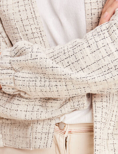 Veste droite col châle blanc femme
