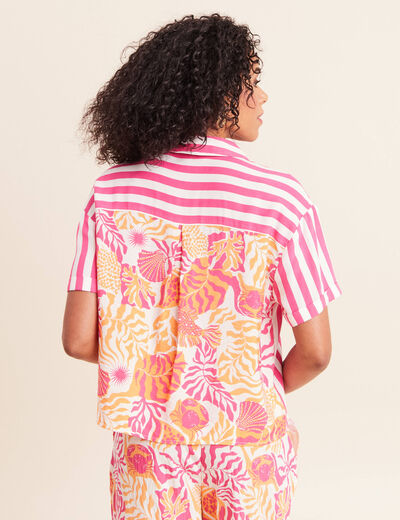 Chemise fluide manches courtes rose fushia femme