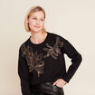 Sweat manches longues sequins noir femme