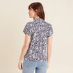 Blouse manches courtes nouée bleu femme