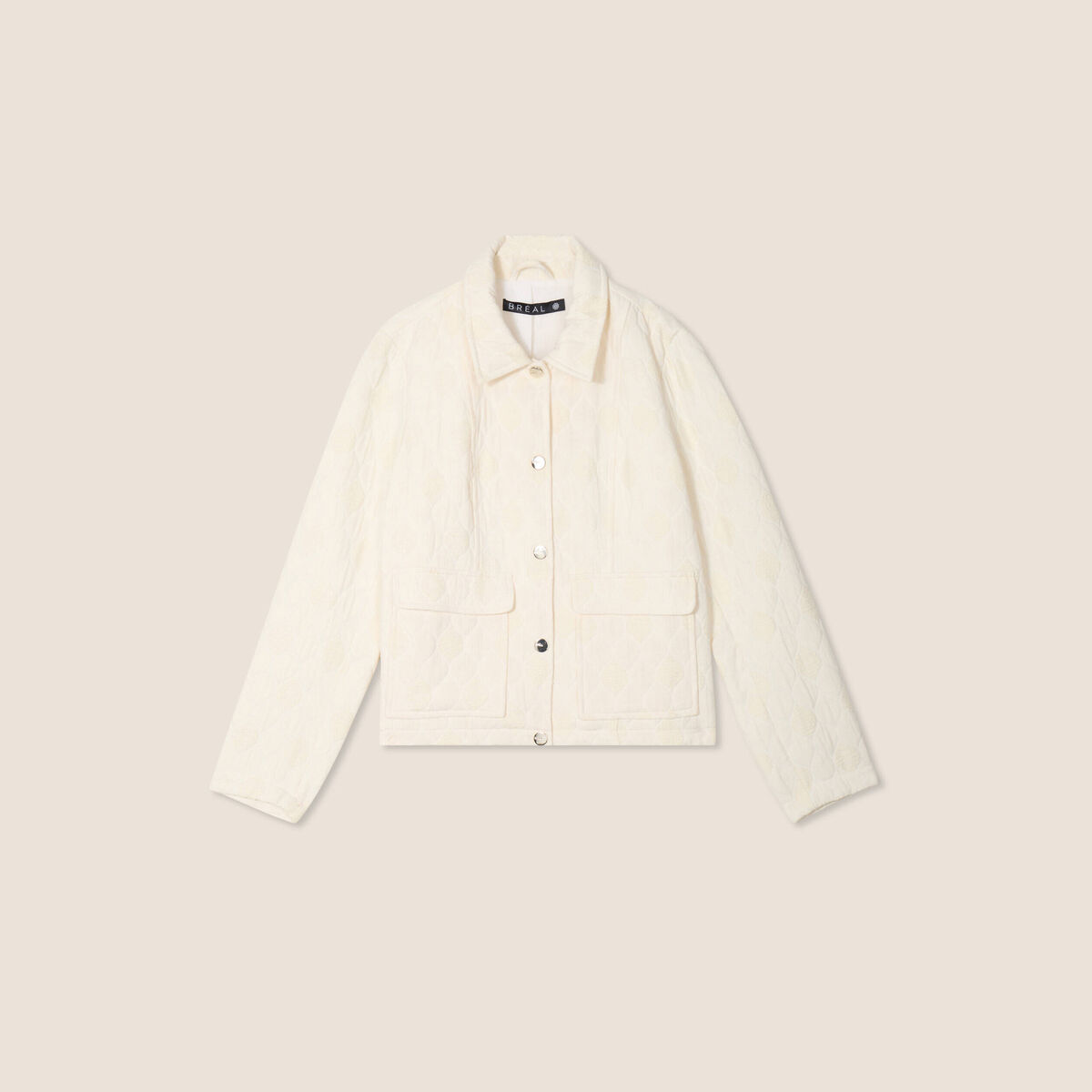 Blouson matelass&eacute; boutonn&eacute; ecru femme