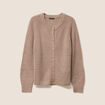 Gilet droit mi-long col rond taupe femme