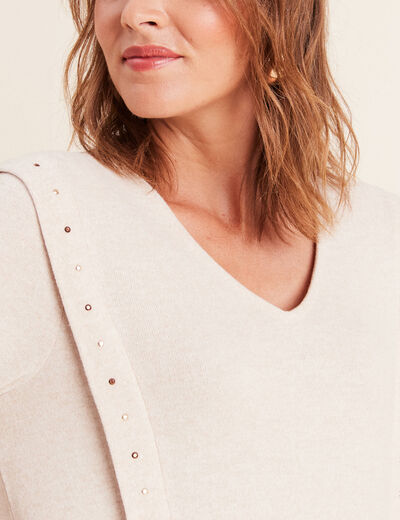 T-shirt manches longues ecru femme creme femme
