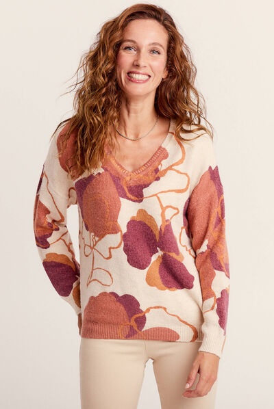 Pull manches longues blanc femme