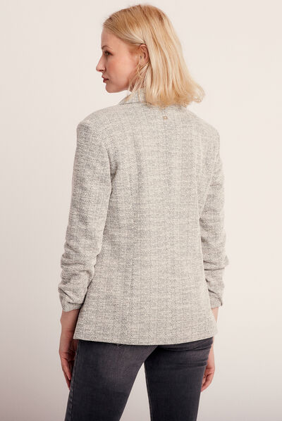Veste esprit tailleur droite gris clair femme