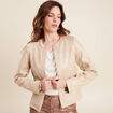 Veste su&eacute;dine zipp&eacute;e beige femme