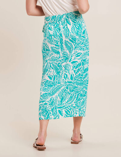 Jupe midi portefeuille satin vert émeraude femme