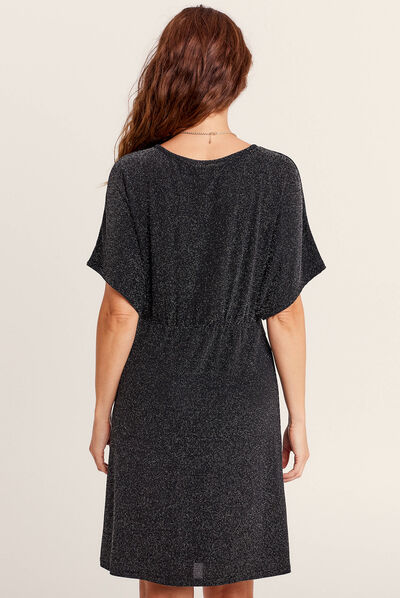 Robe droite à paillettes noir femme