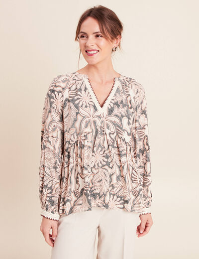 Blouse ample manches longues blanc femme