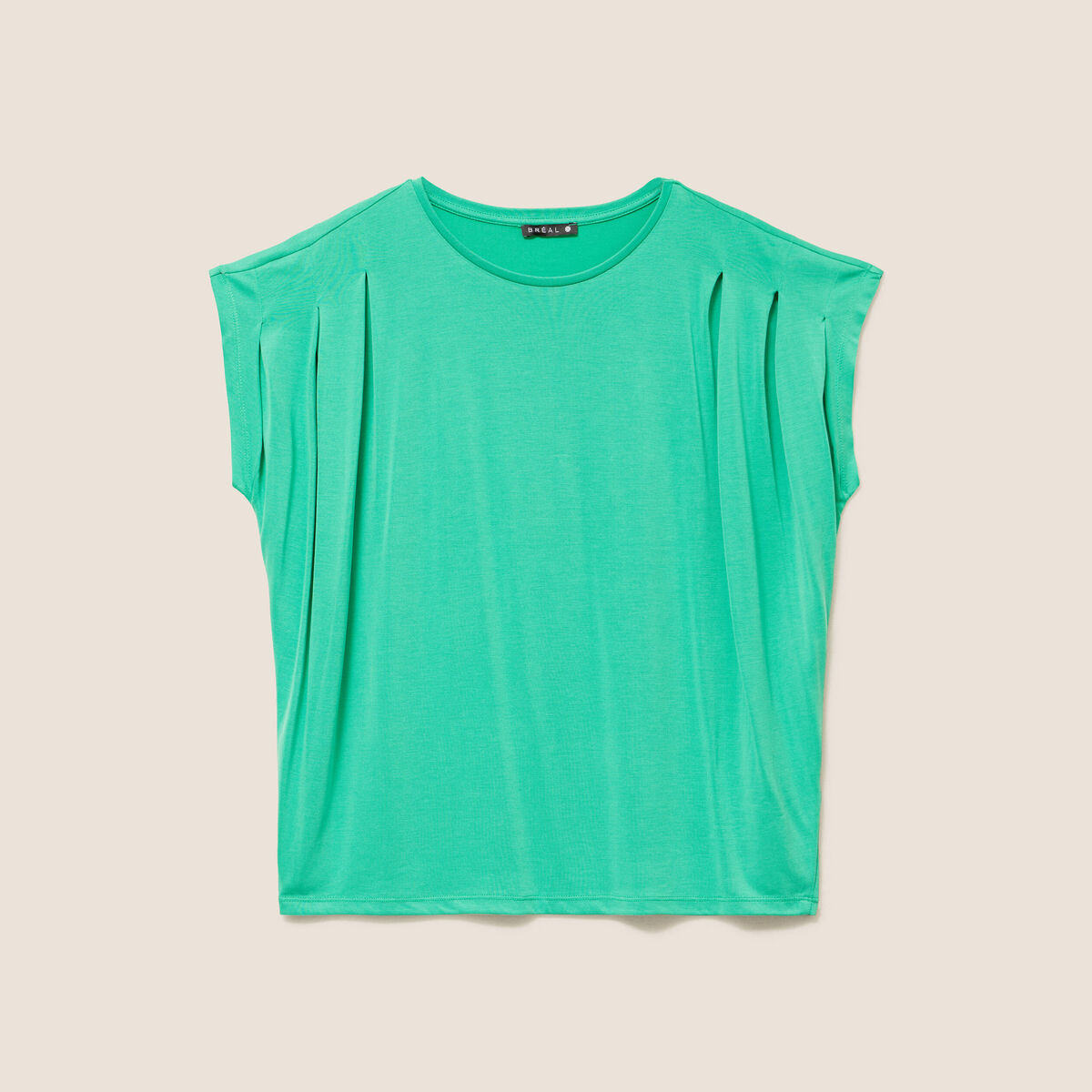 T-shirt droit col rond manches courtes vert menthe femme