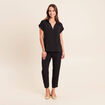 Pantalon mom 7/8&egrave;me en coton noir femme