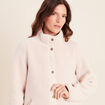Manteau bouclette doubl&eacute; manches longues ivoire femme