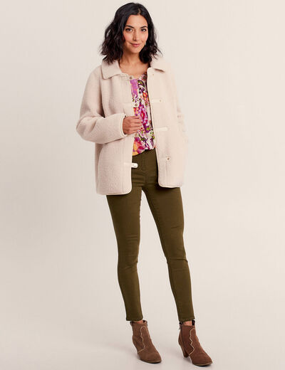 Pantalon léger taille standard 7/8ème vert kaki femme