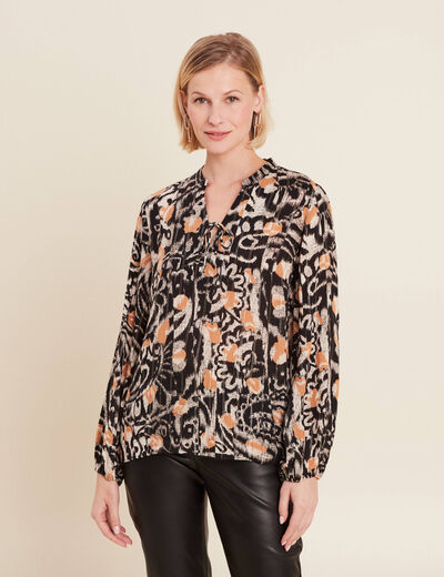 Blouse manches longues marron clair femme