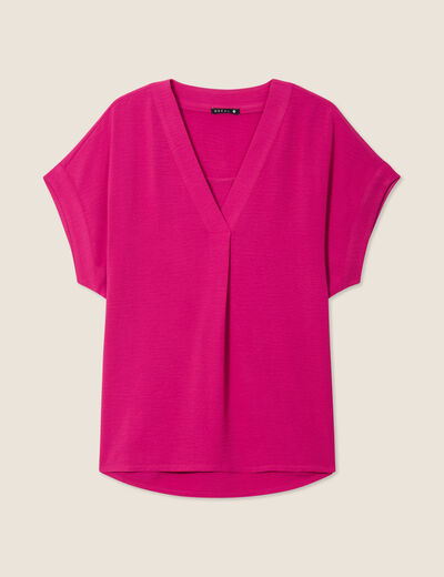 Blouse manches courtes rose fushia femme