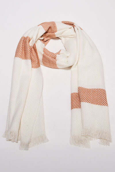 Écharpe à franges camel femme