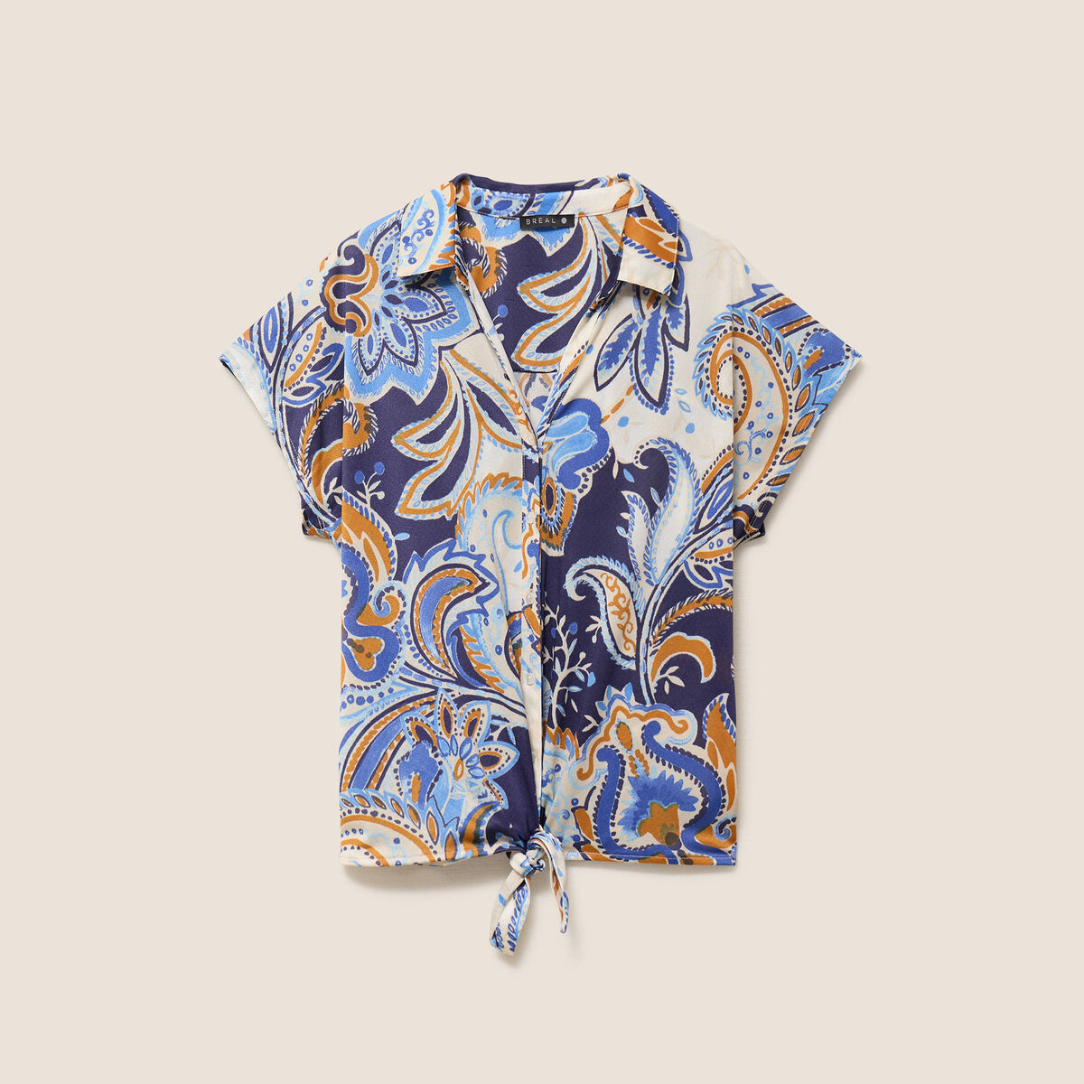 T-shirt nou&eacute; bleu femme