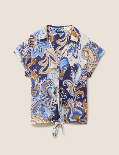 T-shirt nou&eacute; bleu femme