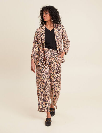 Pantalon flou taille haute sable femme