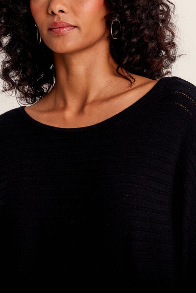 Pull manches longues noir femme