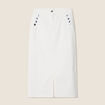 Jupe longue droite en jean blanc femme