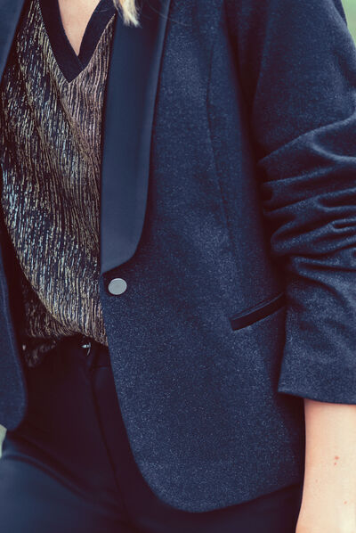 Veste droite avec col tailleur noir femme