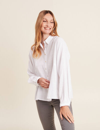 Blouse manches longues ecru femme