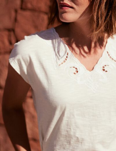 T-shirt manches courtes ecru femme