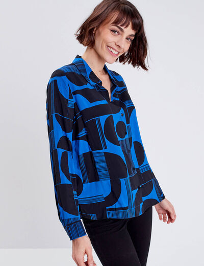 Chemise manches longues bleu electrique femme
